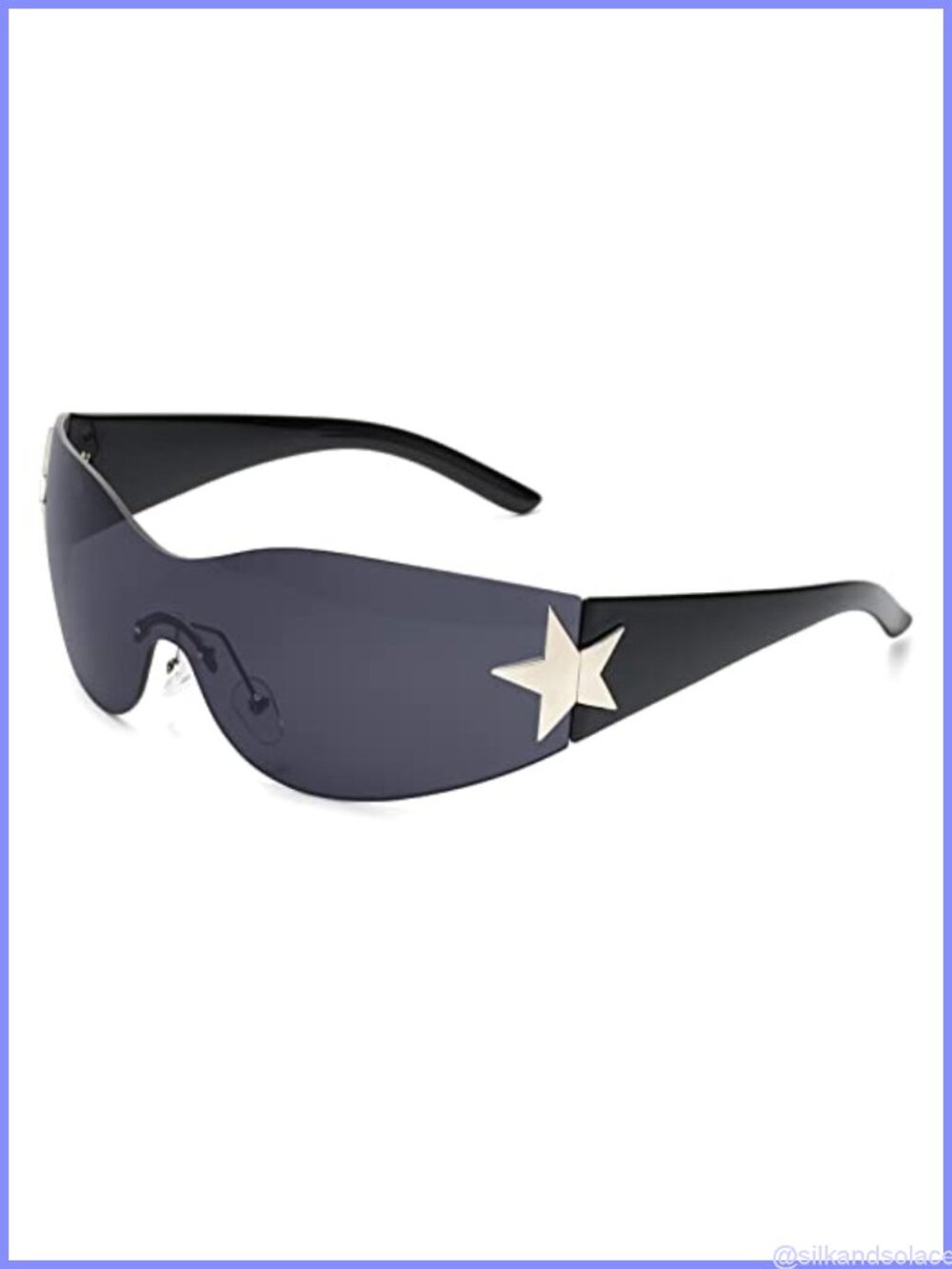 Rimless Y2K Wrap Around Sunglasses Oversized Frameless UV Protection
